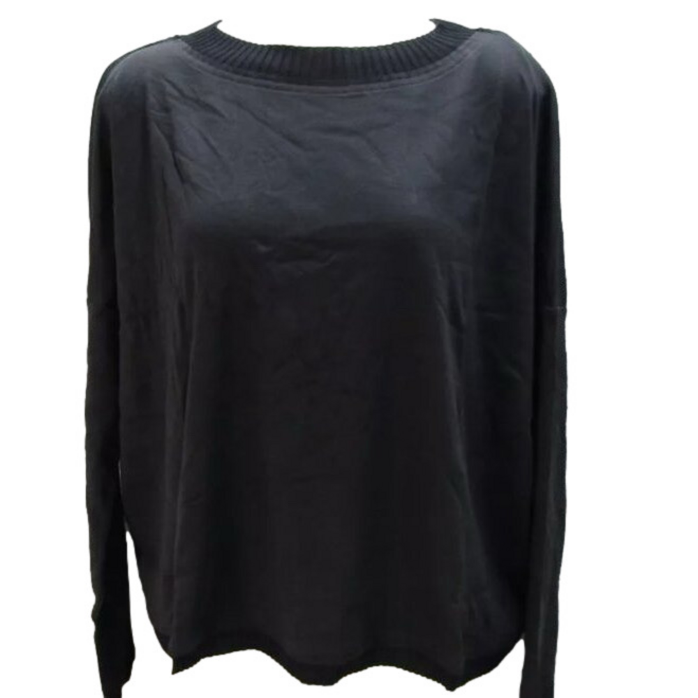 NEW PLANET  By Lauren G  Pima Cotton Off The Shoulder Tee Shirt Size OS Black